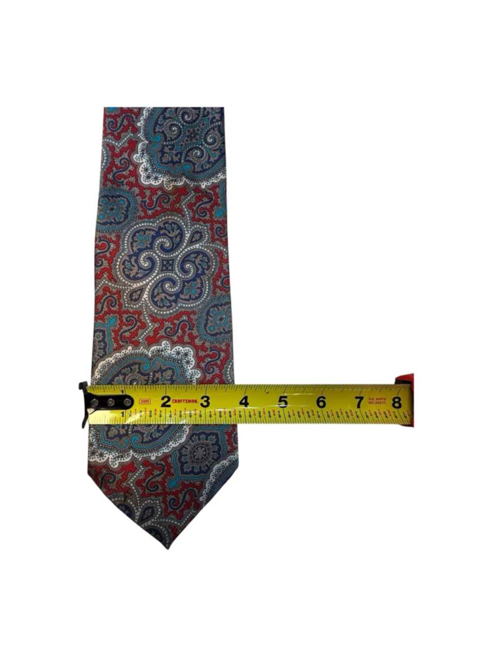 Wembley Paisley Silk Necktie Red Blue Gray Classic Mens Tie Made in Korea - Picture 4 of 6